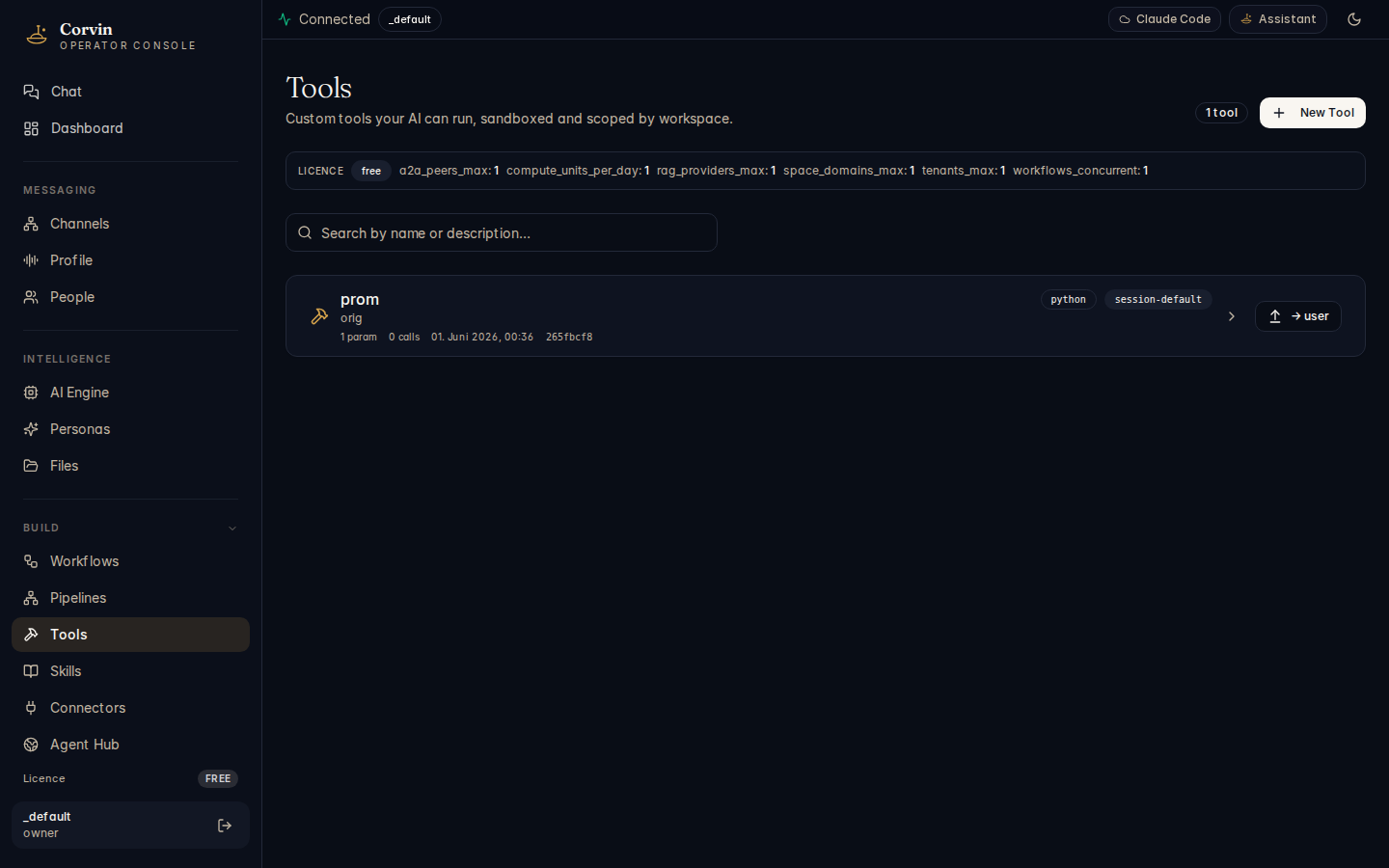 CorvinOS Forge tools page