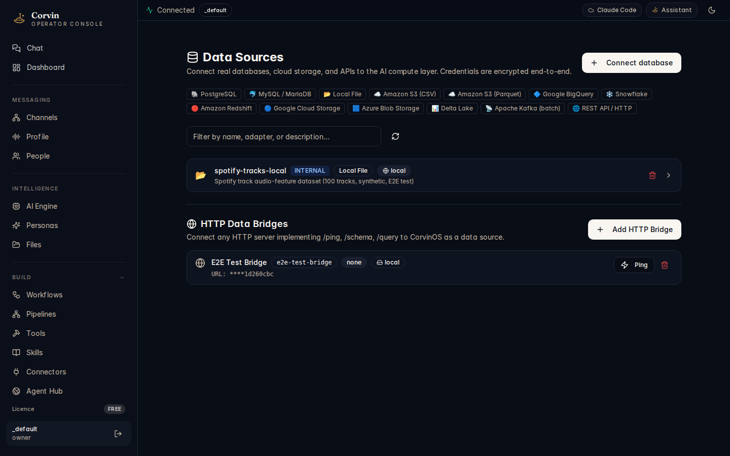 CorvinOS Data Sources page