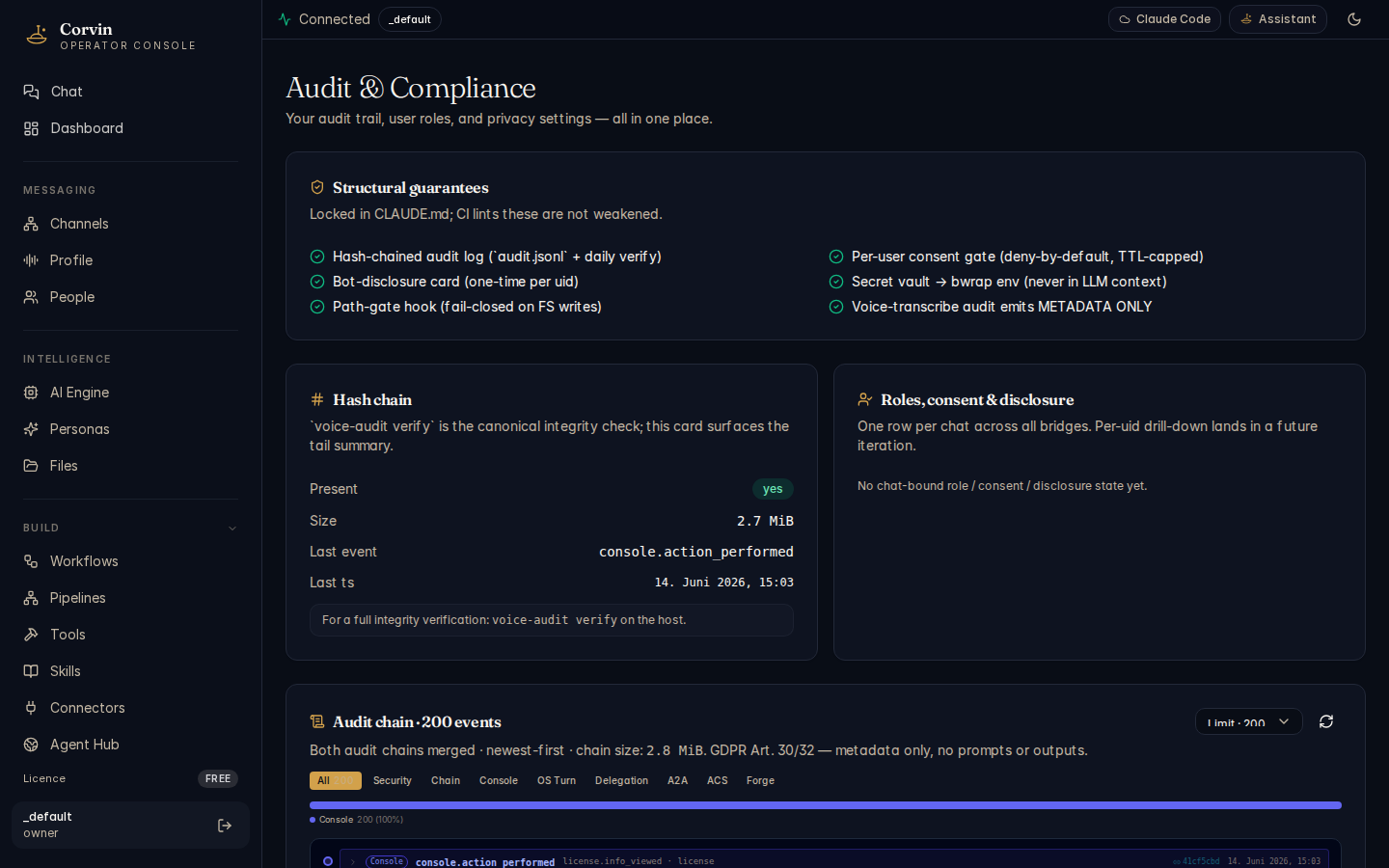 CorvinOS Compliance screenshot